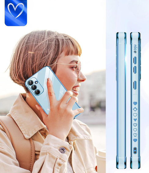 Etui do Samsung Galaxy A54 5G, Electro heart, niebieskie + 2x Szkło 9H