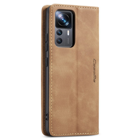 Etui CASEME do Xiaomi 12T / 12T Pro, Leather Wallet Case, brązowe