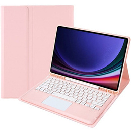 Etui z klawiaturą do Samsung Galaxy Tab S9+, Leather Pen Slot TouchPad, różowe rose gold