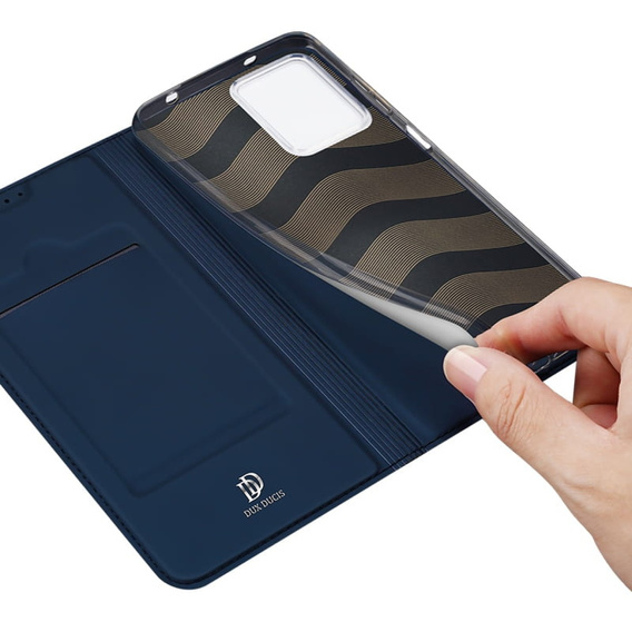 Etui Dux Ducis do iPhone 17 Air, Skin Pro, z klapką, z miejscem na kartę, granatowe