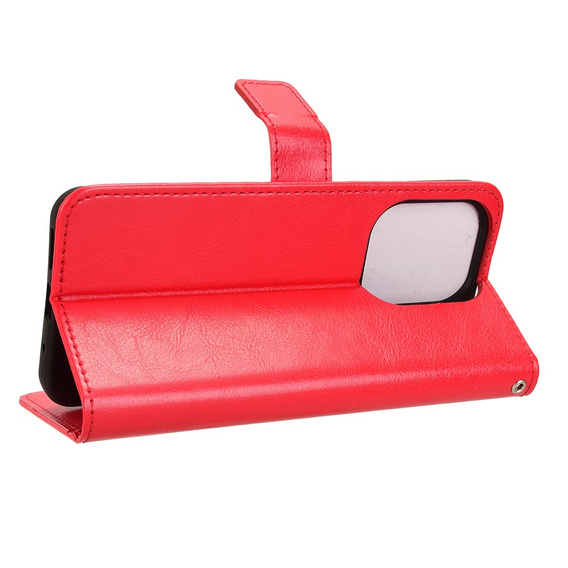 Etui z klapką do Xiaomi Redmi 13, Crazy Horse Wallet, czerwone