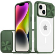 Etui do iPhone 14, Slide Camera Magsafe, zielone
