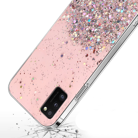 Etui do Samsung Galaxy A41, Glittery, różowe