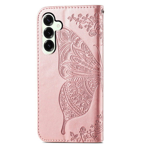 Etui z klapką do Samsung Galaxy S25 FE, Butterfly, różowe rose gold