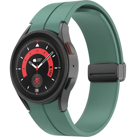Pasek Silikonowy do Samsung Galaxy Watch 4/5/6 40/42/43/44/45/46/47mm, Ciemny zielony