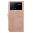 Etui z klapką do Xiaomi Poco F6 Pro, Butterfly, różowe rose gold