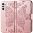 Etui z klapką do Samsung Galaxy A17 5G, portfelowe, Motyl, różowe rose gold