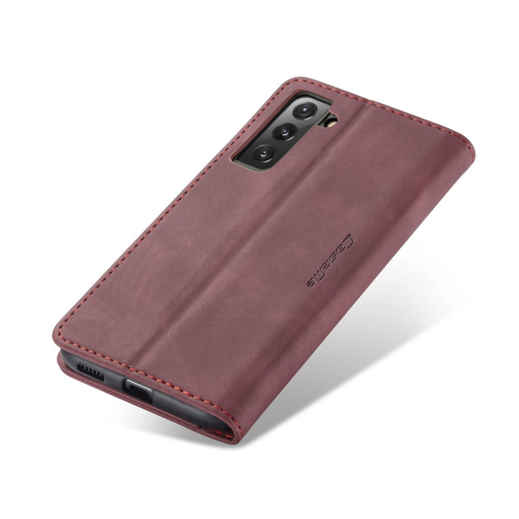 Etui CASEME do Samsung Galaxy S22 5G, Leather Wallet Case, czerwone