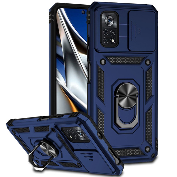 Etui pancerne do Xiaomi Poco X4 Pro 5G, CamShield Slide, niebieskie
