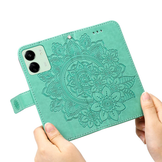 Etui z klapką do Xiaomi Redmi 13C / Poco C65, Mandala, zielone