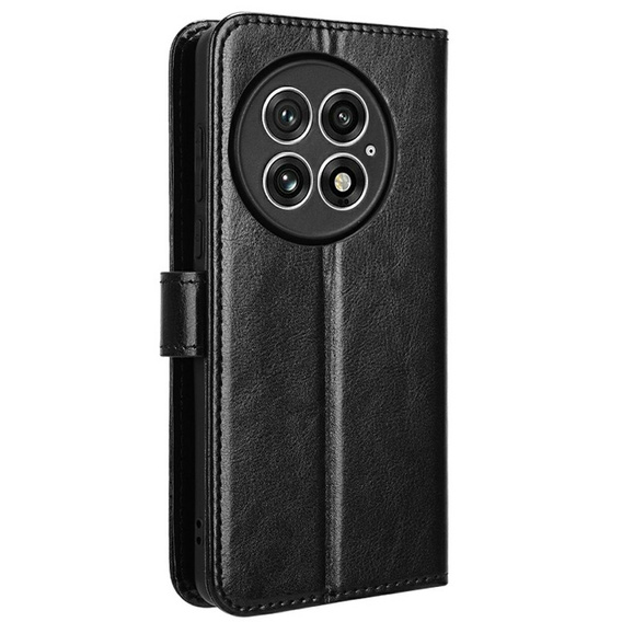 Etui z klapką do OnePlus 13, Crazy Horse Wallet, czarne