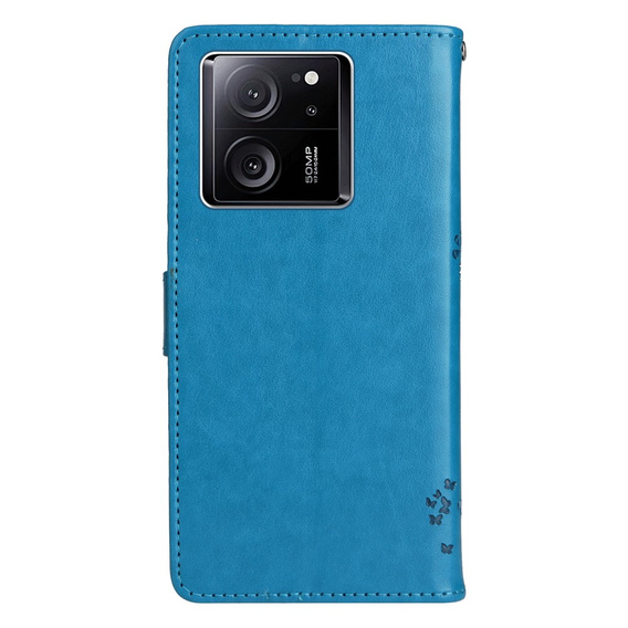 Etui z klapką do Xiaomi 13T / 13T Pro, Butterfly, niebieskie