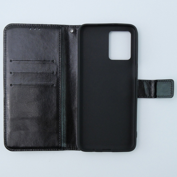 Etui z klapką do Motorola Moto G54 5G, Crazy Horse Wallet, czarne