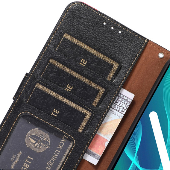 Etui z klapką do Motorola Edge 30 Neo 5G, KHAZNEH RFID, Dual Color, czarne