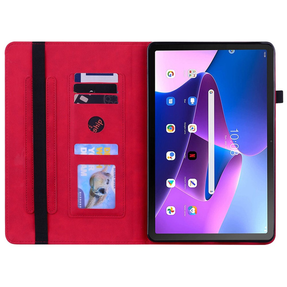 Etui do Lenovo Tab M10 10.1 Gen 3, Wallet Pen Slot, czerwone