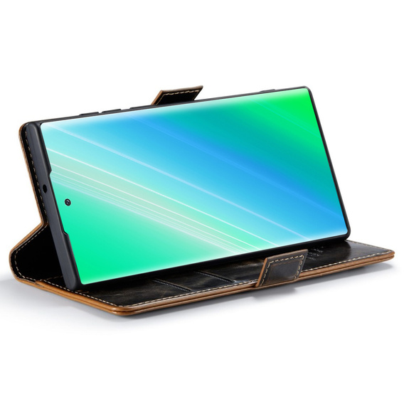 Etui z klapką do Samsung Galaxy S23 Ultra, ERBORD Waxy Wallet, brązowe