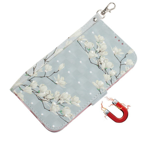 Etui z klapką do Xiaomi Redmi Note 9S / 9 Pro / 9 Pro Max, Wallet, Magnolia Flowers szare