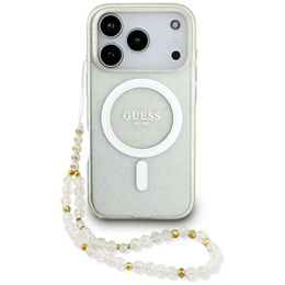Etui Guess IML Glitter Pearl Strap MagSafe do iPhone 17 Pro Max