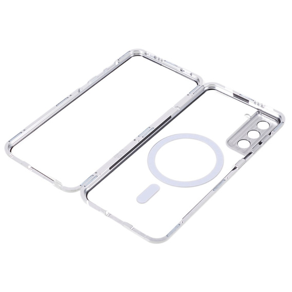Etui Magnetic Dual Glass MagSafe do Samsung Galaxy S22, srebrne