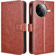 Etui z klapką do Xiaomi Poco F7 Pro, Crazy Horse Wallet, brązowe