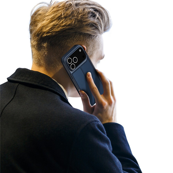 Etui Dux Ducis do iPhone 17 Pro, Skin Pro, z klapką, z miejscem na kartę, granatowe