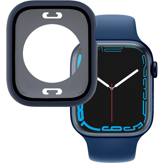 2w1 Etui + Szkło Hartowane do Apple Watch 7/8/9 45MM, Granatowe
