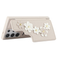Etui do Samsung Galaxy S24 Ultra, Leather Flower Card Slot, beżowe