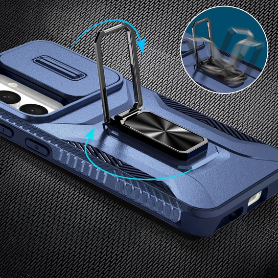 Etui do Samsung Galaxy S24, Slide Lens Lid, Niebieskie