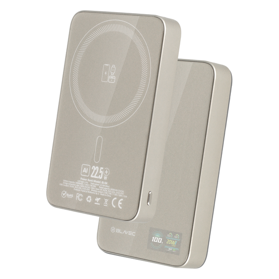 Power Bank 10000mAh Slim 22,5W MagSafe 3 w 1 do iPhone 12–17, AirPods, Apple Watch oraz smartfonów z ładowaniem indukcyjnym