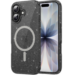Etui do iPhone 17, do MagSafe, brokat, półprzezroczyste czarne