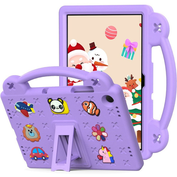 Etui do Samsung Galaxy Tab A9+, Cute Patterns, z podstawką, Fioletowe