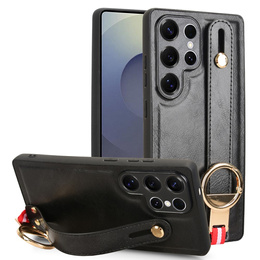 Etui do Samsung Galaxy S25 Ultra z paskiem na nadgarstek i podstawką – czarne