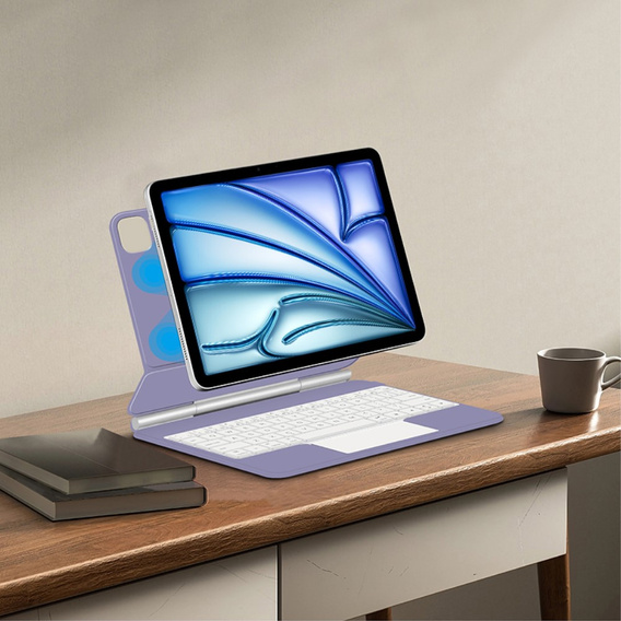 Etui z klawiaturą do iPad Air 11" 2025/2024 (7/6 gen.), Magnetic Keyboard Touchpad, fioletowe