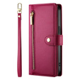 Etui z klapką do Samsung Galaxy A17 5G, Wallet Zipper Pocket, portfelowe, czerwone