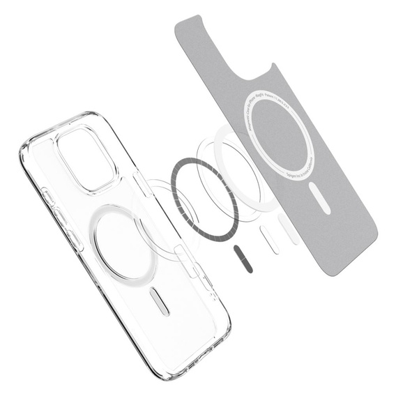 Etui z MagSafe Spigen do iPhone 16 Pro, Ultra Hybrid, półprzezroczyste / białe + Szkło Hartowane 9H
