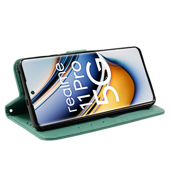 Etui z klapką do Realme 11 Pro 5G / Pro+ 5G, Mandala, zielone