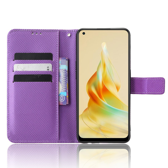 Etui z klapką do Oppo Reno8 T 4G, Wallet Smart Magnet, fioletowe
