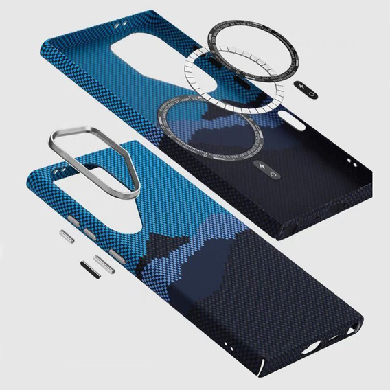 Etui do Samsung Galaxy S24 Ultra, Carbon Fiber MagSafe, niebieskie / granatowe