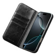 Etui ze skóry z klapką QIALINO Genuine Cow Leather do iPhone 17 Pro Max, czarny