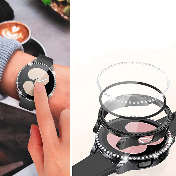 2w1 Etui + Szkło Hartowane do Samsung Galaxy Watch 6 40mm, Czarne