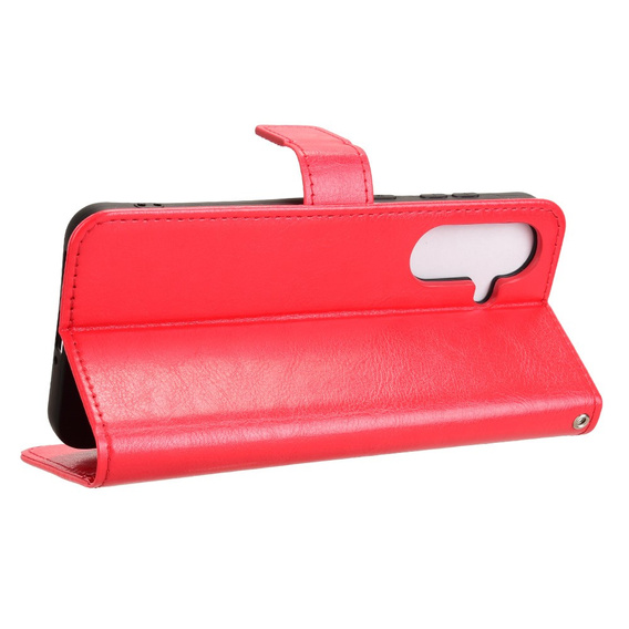 Etui z klapką do Samsung Galaxy A56 5G, Crazy Horse Wallet, czerwone