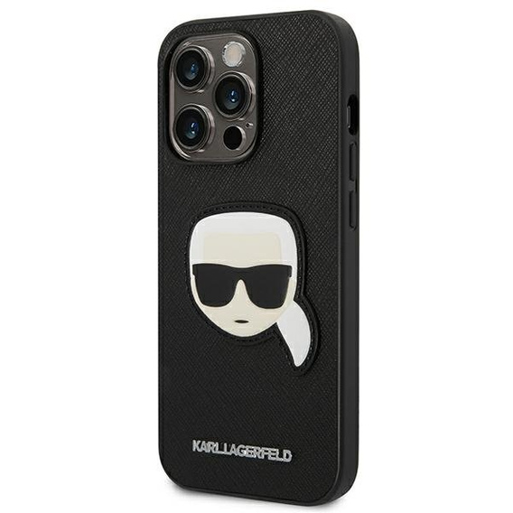 Etui Karl Lagerfeld do iPhone 14 Pro Max, Saffiano Karl's Head Patch, czarne