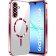 Etui do Samsung Galaxy A17 5G, Electro MagSafe, przezroczyste z różowymi bokami