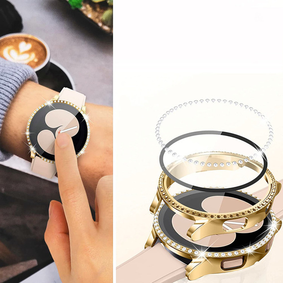 2w1 Etui + Szkło Hartowane do Samsung Galaxy Watch 6 40mm, Złote