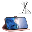 Etui z klapką do Samsung Galaxy A15, BINFEN Wallet, różowe rose gold + szkło 9H