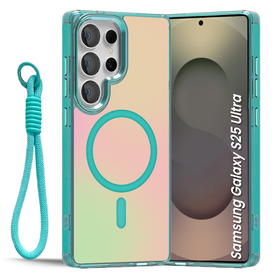Etui do Samsung Galaxy S25 Ultra – laserowe, z MagSafe i paskiem – zielone/kolorowe