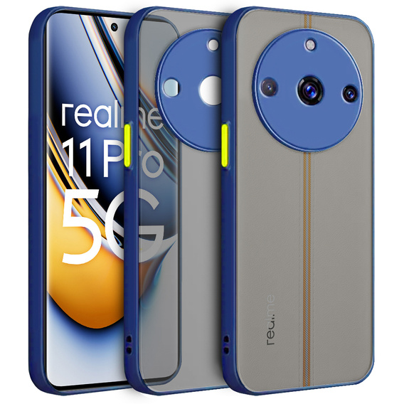 Etui silikonowe do Realme 11 Pro / 11 Pro +, z ochroną aparatu, przezroczyste / niebieskie