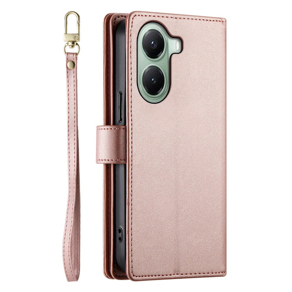 Etui z klapką do Xiaomi Poco X7 Pro 5G, Wallet Zipper Pocket, różowe