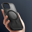 Etui do iPhone 16 Pro Max, do MagSafe, ERBORD Matt Case, przezroczyste / czarne + Szkło na ekran