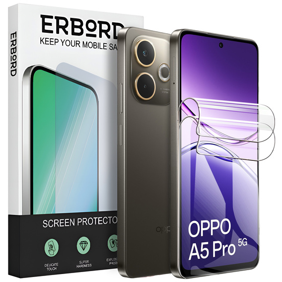 2x Folia Hydrożelowa ERBORD do Oppo A5 Pro 5G – niewidoczna, ale skuteczna tarcza